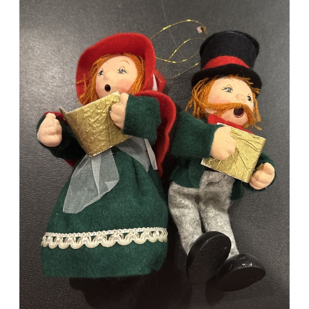 Vintage Paper Mache Christmas Carolers‎ Figurines Holiday Victorian Ornament #9